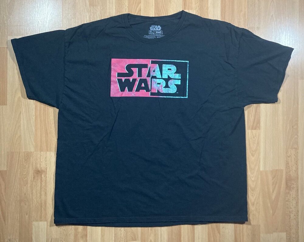 Star Wars Pink & Green Logo Graphic Tee (Men’s 3XL) • Mad Engine T-Shirt • EUC